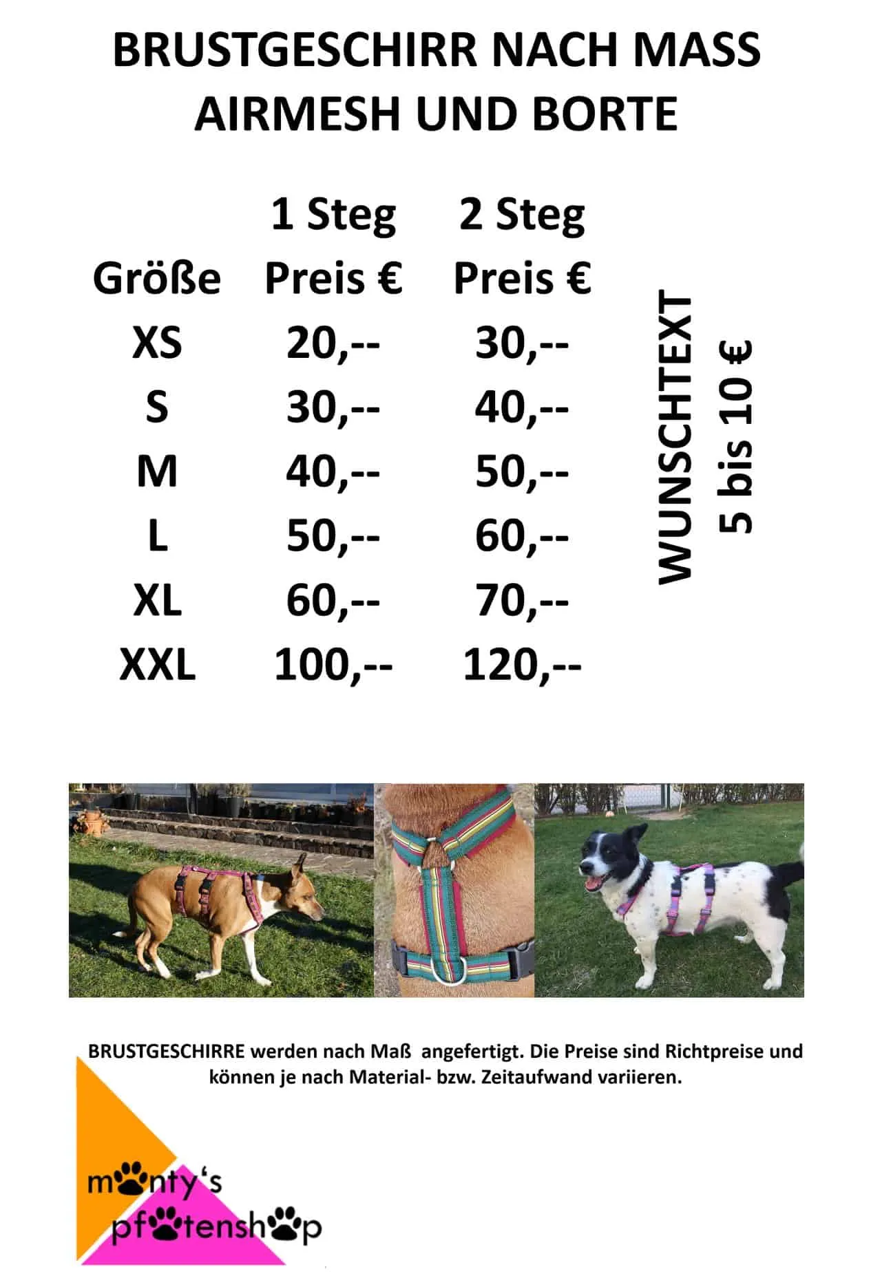 Brustgeschirre und Halsbänder von Monty's Pfotenshop