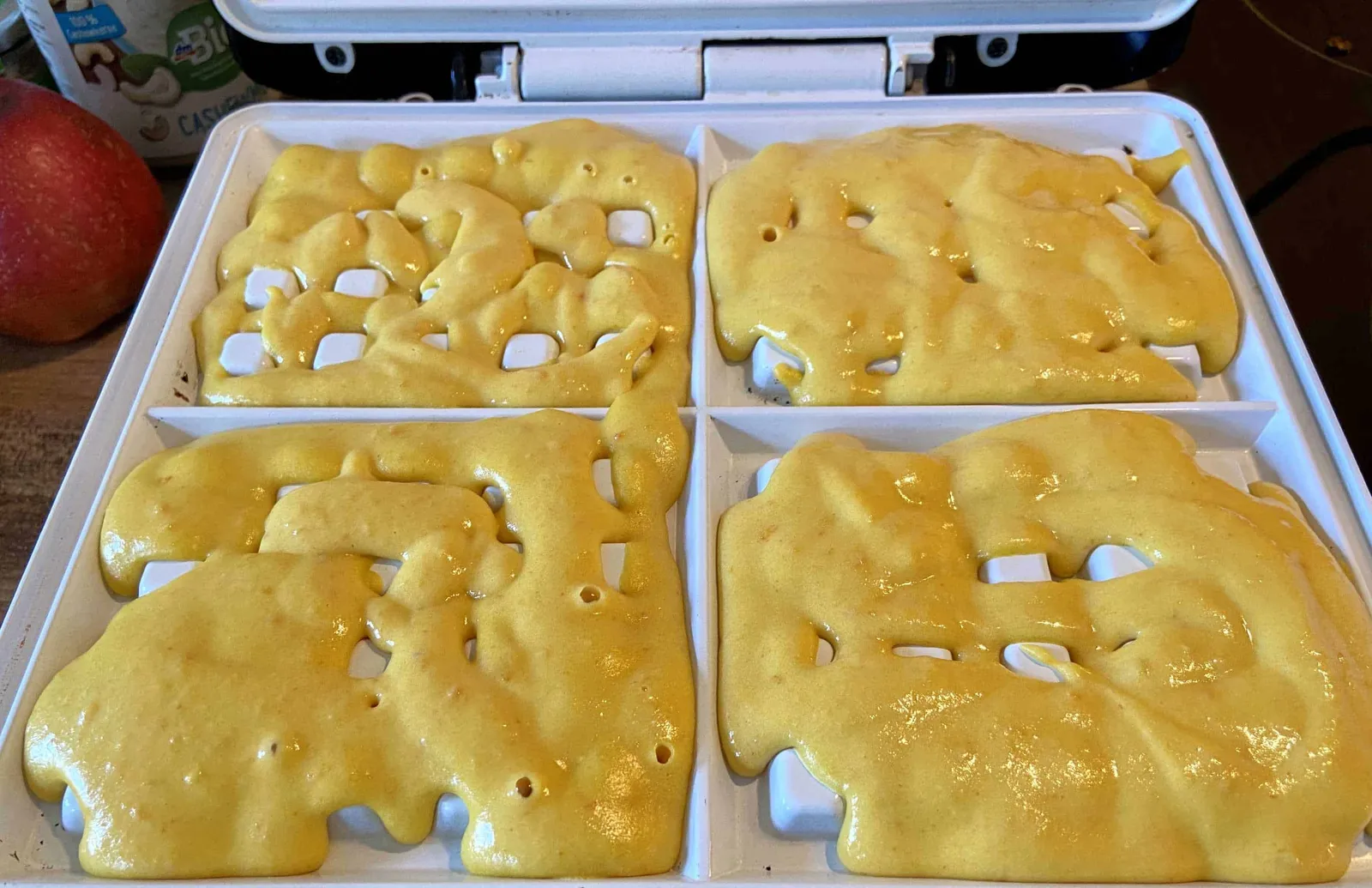 Kürbisteig in Waffeleisen