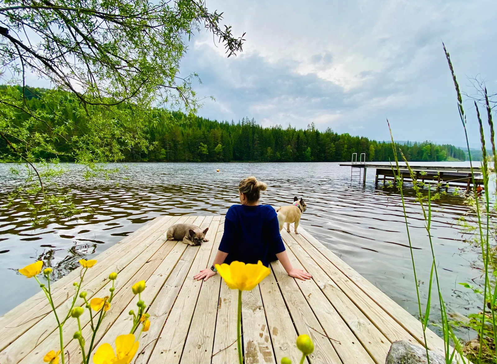 Archie ich und Murphy am Badeplateau am Packer Stausee