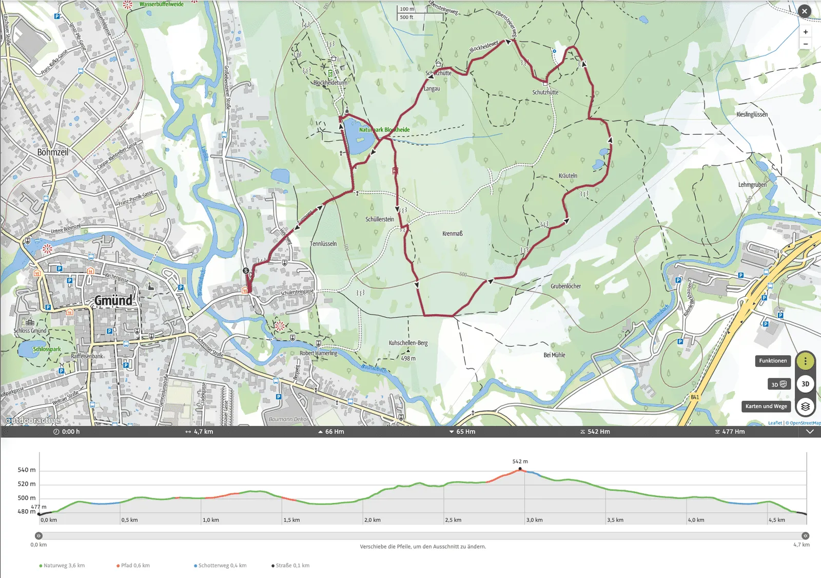 Routenplan Blockheide Gmünd